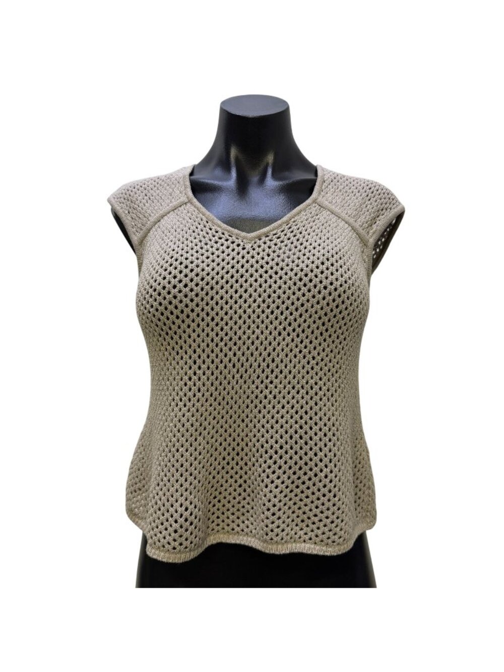 St. John Sport By Marie Gray Tan Open-Knit Sleeveless Top S